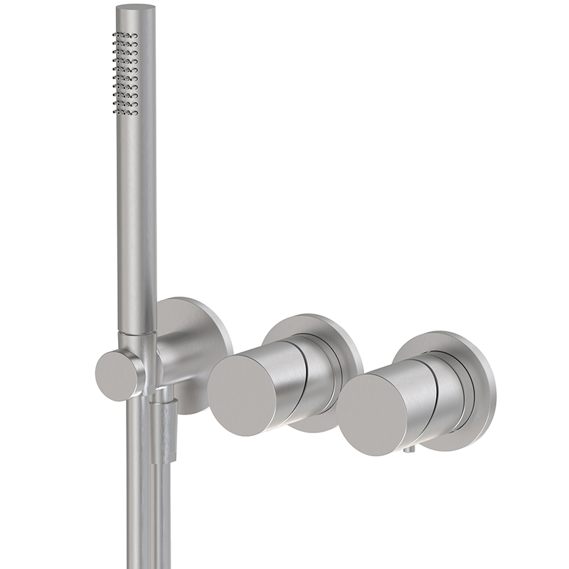 Thermostatic bath and shower mixer for concealed installation 2 outlets with shower set