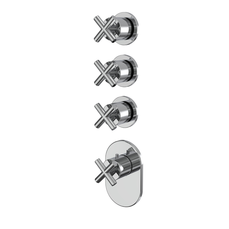 Built-in single lever bath/shower mixer with three outlets