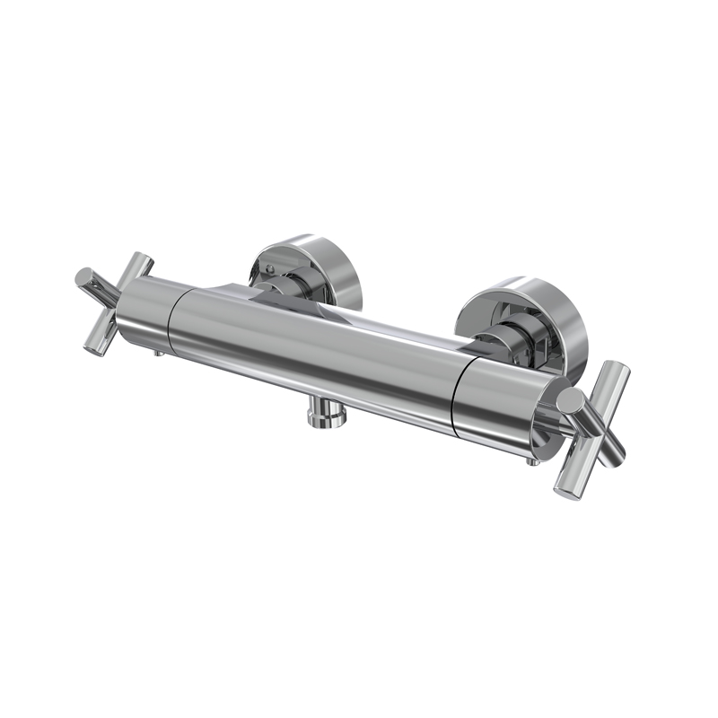 Exposed thermostatic shower mixer without shower set WITH METAL HANDLES